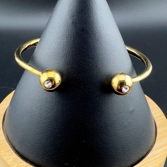 Kate Spade Gold tone Rhinestone Crystal Clamp Torque Cuff Bracelet - Picture 1 of 5